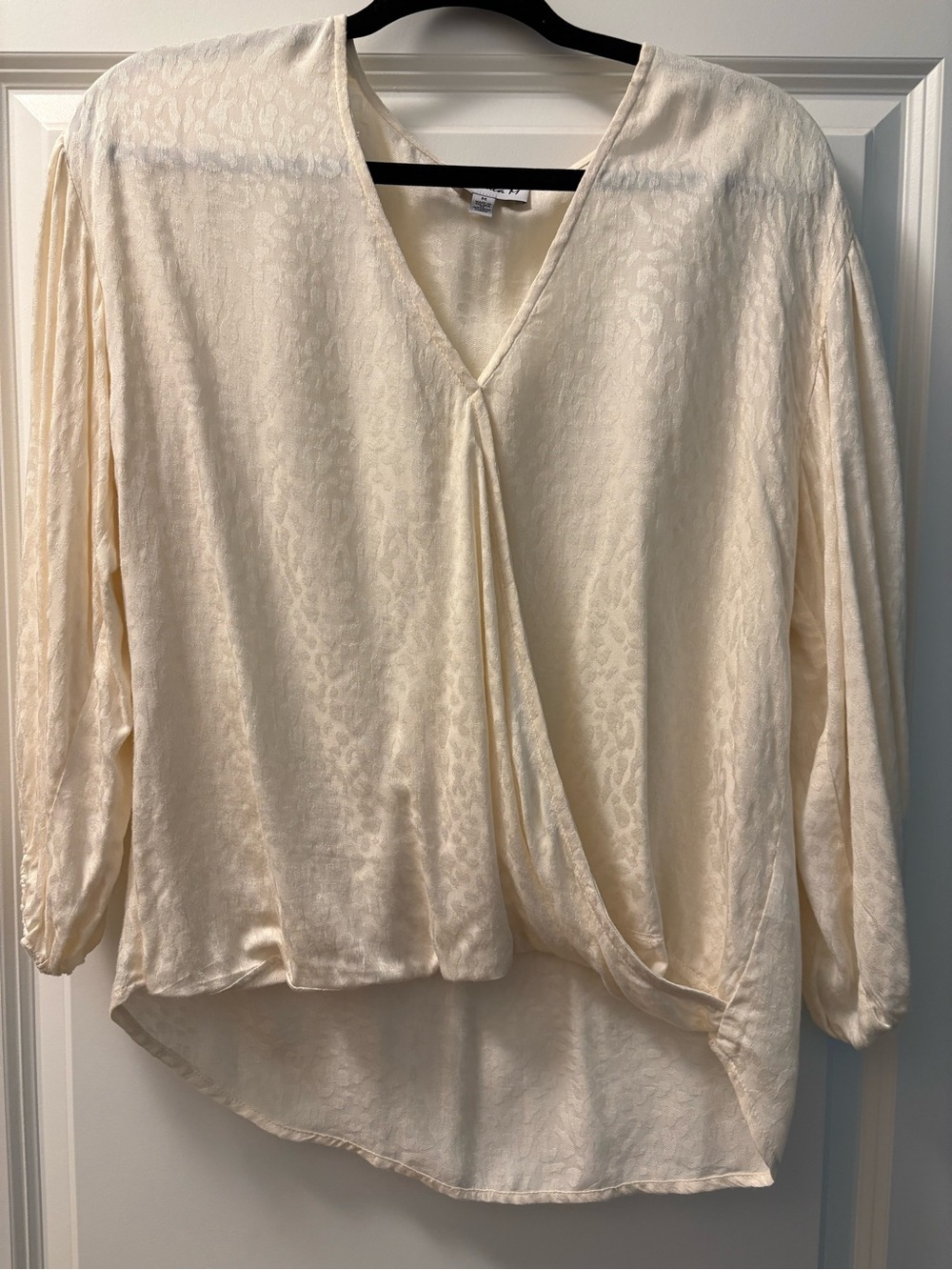 Veronica M V-Neck Cream Draped Satin Blouse